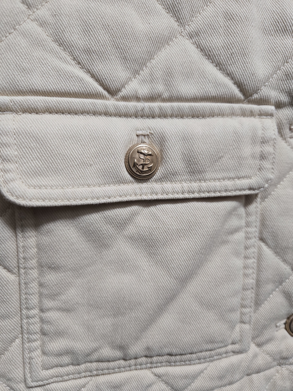 Time and Tru women's quilted cotton jacket in cream, - Picture 5 of 6